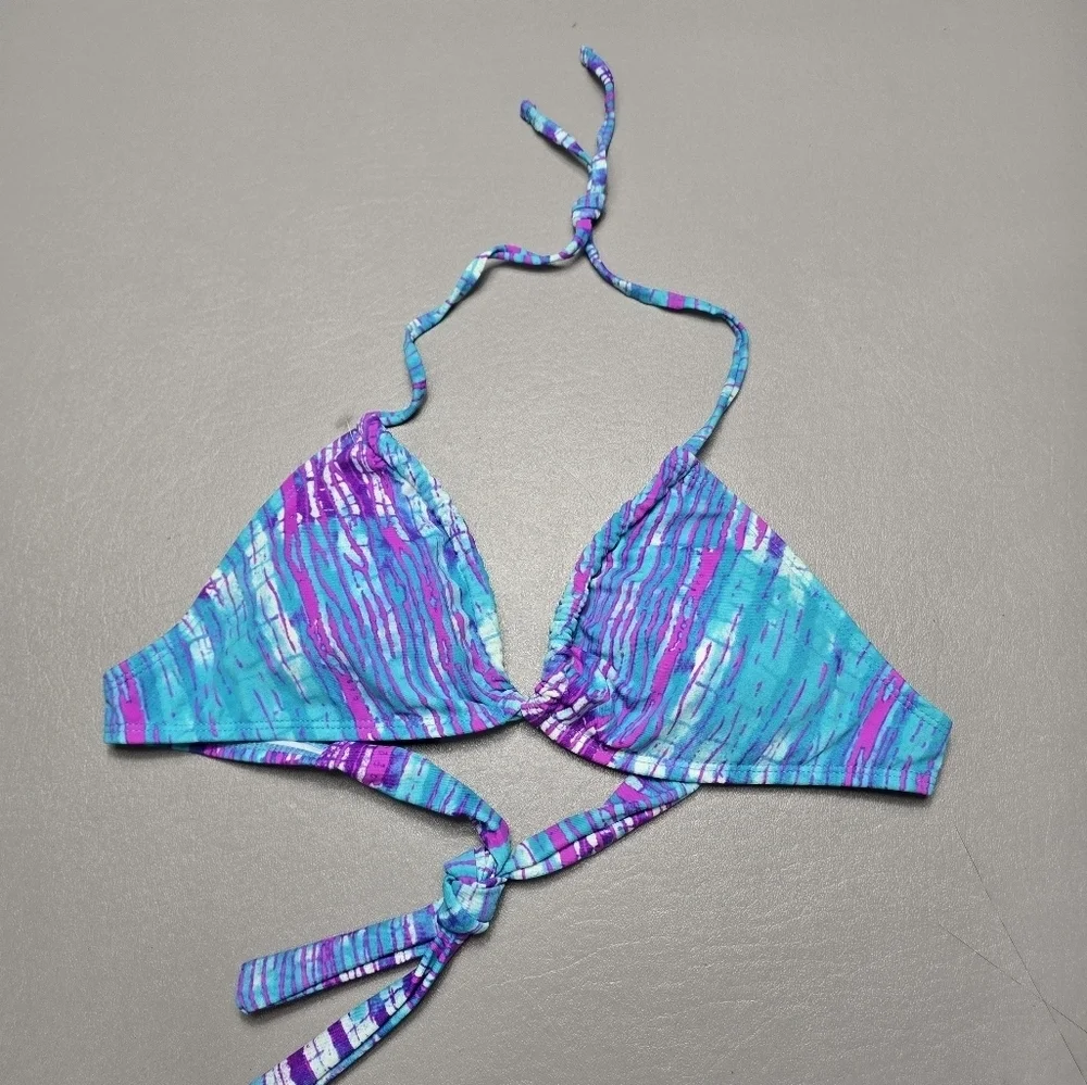 delias blue and purple bikini top women's size large